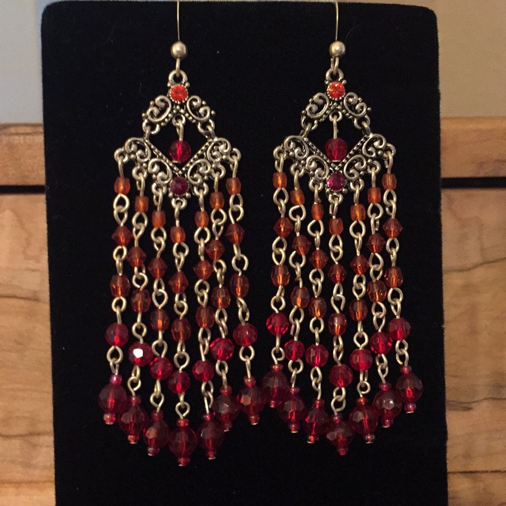Red Chandelier Earrings